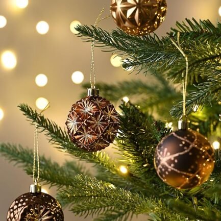 Fall Ornaments for Christmas Trees, 16ct Bronze Copper Brown Gold Shatterproof Fall Christmas Tree - Image 5
