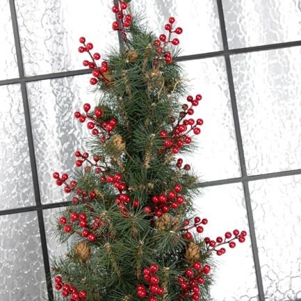 32 Pack Christmas Tree Decorations, Artificial Red Berry Stems 6.5inch - Image 5