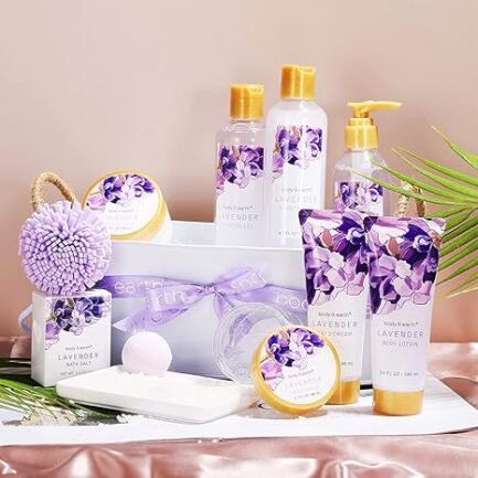 Gifts For Women 11 Pcs Lavender Gift Baskets For Women with Bubble Bath Body Lotion Set - Image 5
