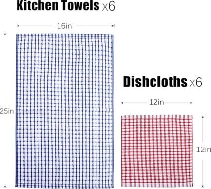 Kitchen Towels and Dishcloths Set, 16 x 25 12 12, Set of Bulk - Image 5