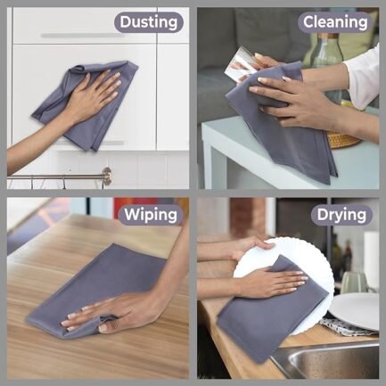 Kitchen Towels Premium Quality 100% Cotton Solid Kitchen Towels Set of 6 Ultra Soft Size 20X30 Inches - Image 4