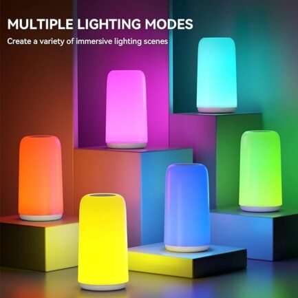 Touch Bedside Table Lamp, [Sleek Design & RGB Mode - Image 5