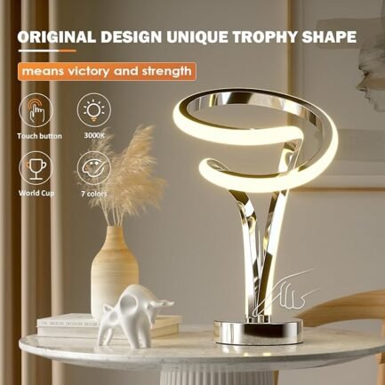 Modern Spiral RGB Table Lamp, Touch Dimmable LED Nightstand Lamp - Image 5