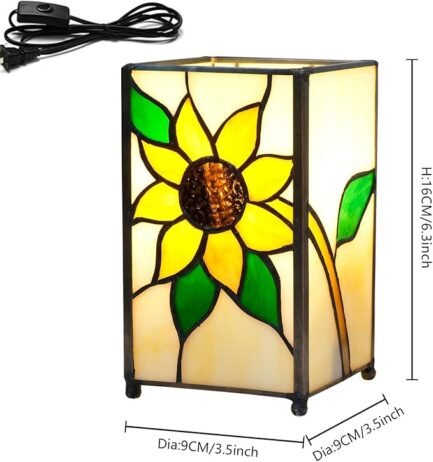 Sunflower Bedside Table Lamp - Modern Small Lamp for Bedroom Living Room Nightstand, Stained Glass Lamp Shade - Image 4