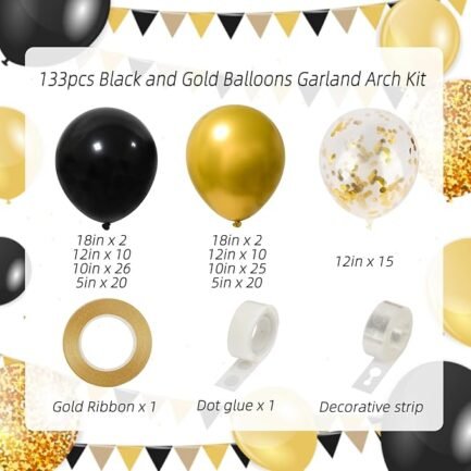 30pcs Black and Gold Balloons, Balloons Garland Arch Kit - Image 5