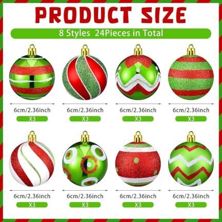 24 Pcs Glitter Christmas Tree Ball Ornaments - Image 4