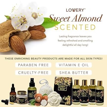 Christmas Gifts from Son, Bath and Body Gift Basket For Women and Men – Sweet Almond Home Spa Set - Image 4