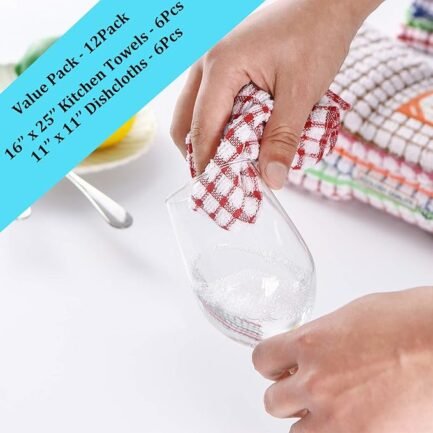 Kitchen Towels and Dishcloths Set, 16 x 25 12 12, Set of Bulk - Image 4