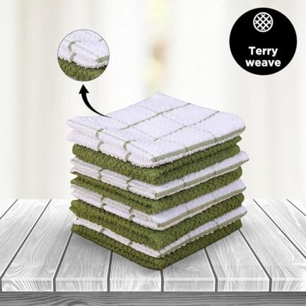 Terry Dish Cloths Set of 8 Highly Absorbent Super Soft Quick Drying 12x12 Inch Dishcloths for Kitchen - Image 4