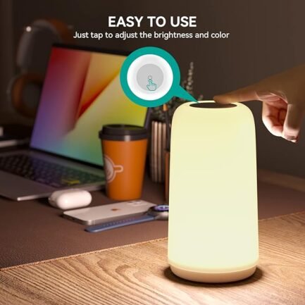 Touch Bedside Table Lamp, [Sleek Design & RGB Mode - Image 4