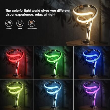 Modern Spiral RGB Table Lamp, Touch Dimmable LED Nightstand Lamp - Image 4