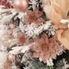 24 Pieces Glitter Poinsettia Flowers Christmas Tree Ornaments, Glitzy Poinsettia Bushes Christmas Decor - Image 3