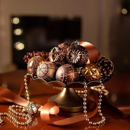 Fall Ornaments for Christmas Trees, 16ct Bronze Copper Brown Gold Shatterproof Fall Christmas Tree - Image 3