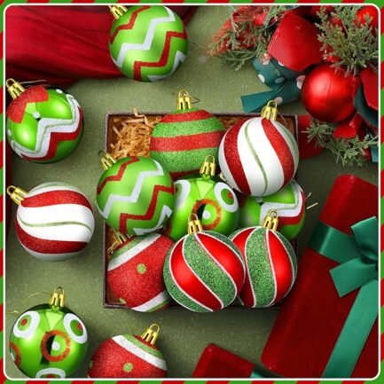 24 Pcs Glitter Christmas Tree Ball Ornaments - Image 3