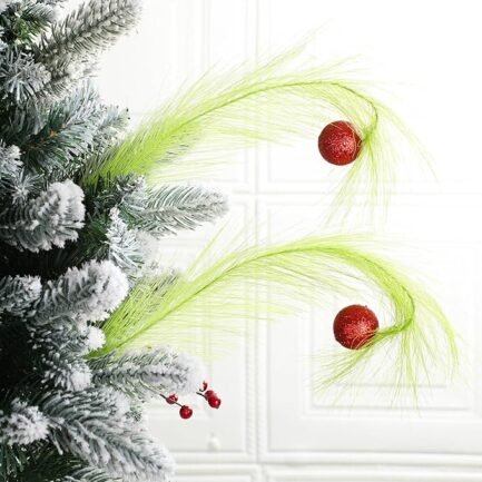 Christmas Tree Topper 17'' Red Green Curly Stems Lime Green Curly Xmas Tree Pick Elf - Image 3