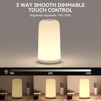 Touch Bedside Table Lamp, [Sleek Design & RGB Mode - Image 3