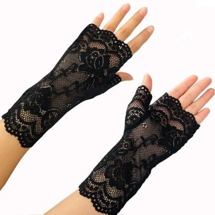 Women Short Lace Gloves Sunblock Fingerless Bridal Wrist Gloves Opera Evening Wedding Tea Party - Image 3