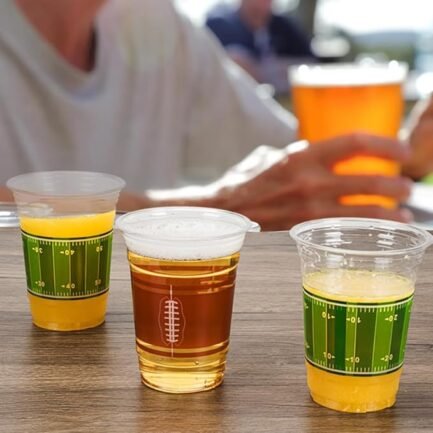 Football Cups, 100 Pack 12 oz Football Disposable Cups Football Plastic Cups - Image 3