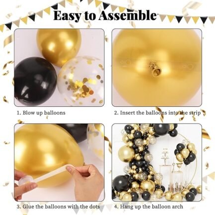 30pcs Black and Gold Balloons, Balloons Garland Arch Kit - Image 3