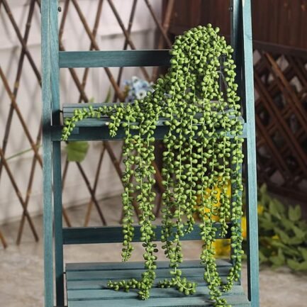 Fake Hanging Plants, String of Pearls Plant Artificial Hanging Succulents Greenery Wall Backdrop Decor - Image 2