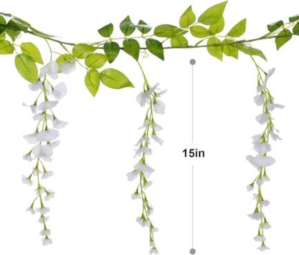 Wisteria Artificial Flowers Garland, 4Pcs Total 28.8ft White - Image 2
