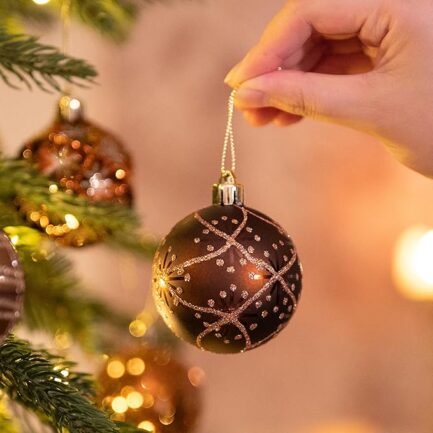 Fall Ornaments for Christmas Trees, 16ct Bronze Copper Brown Gold Shatterproof Fall Christmas Tree - Image 2
