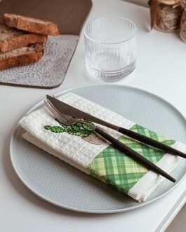 Kitchen Dish Towels with Cactus Embroidered, Decorative Succulent Flowers