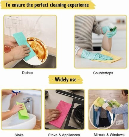 Swedish Dish Cloths - 10 Pack Reusable Kitchen Dishcloths - Image 2