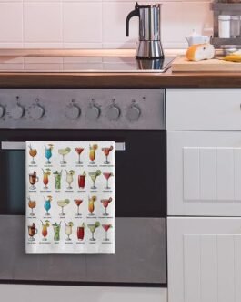 Cocktails Kitchen Towels and Dishcloths Sets,Bar Dish Towels for Kitchen Drying, Absorbent Dish Cloths