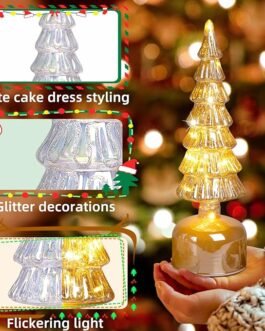 Glass Christmas Trees for Tabletop, Sparking Mercury Glass Christmas Tree Decor, Christmas Centerpiece Table