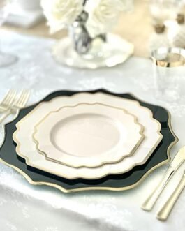 120 Plates Pack,(60 Guests) Heavyweight Wedding Party Disposable Plastic Plates Set -60 x 10.5”