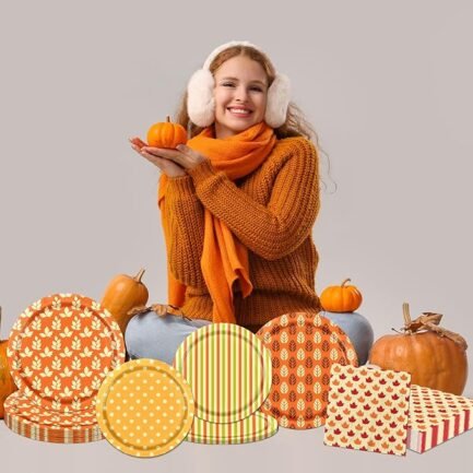 Fall Party decorations Tableware, 60Pcs Fall - Image 2