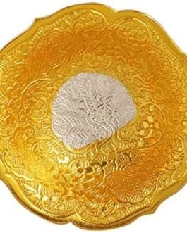 1 Set Designer Gold Silver Plated Lotus Flower Dessert Dry Fruits Embossed Serving Bowl With Spoon Set Festive