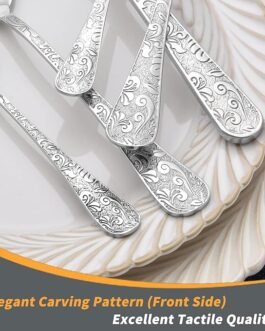 20-Piece Vintage Carved Silverware Set, 18/10 Stainless Steel Flatware Set for 4