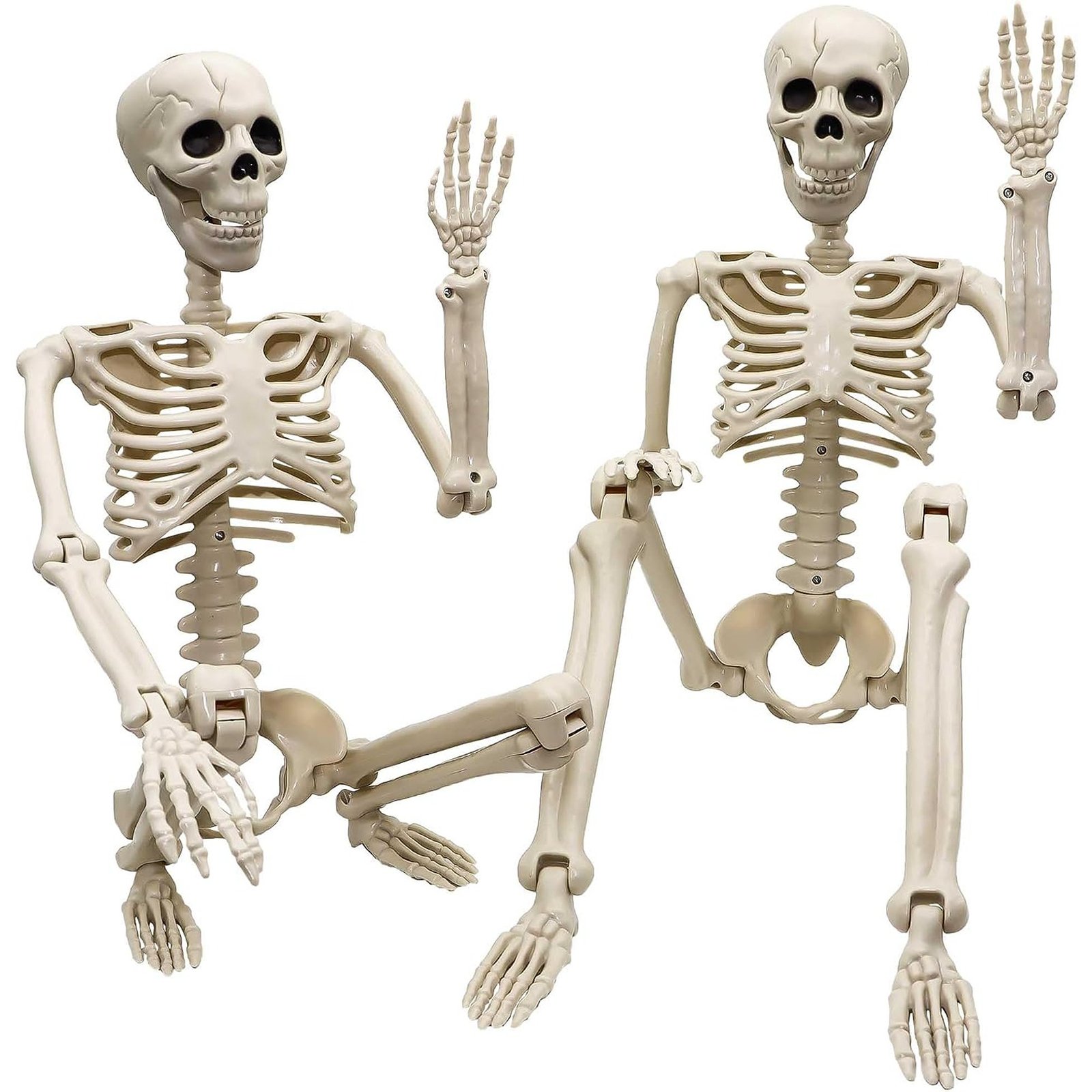 2 Pack 36 Inch Posable Halloween Skeleton Decorations with Adjustable Joints