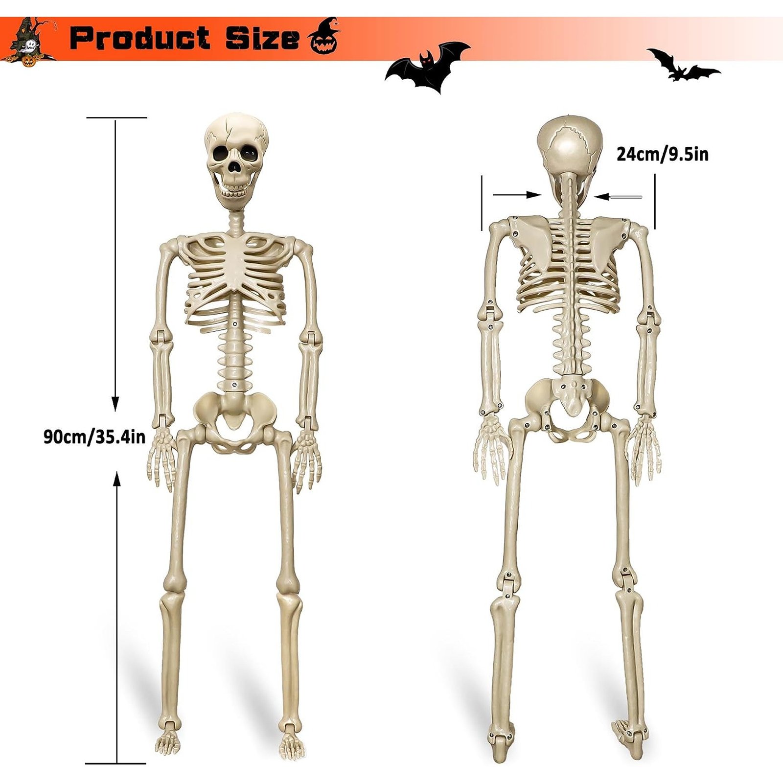 2 Pack 36 Inch Posable Halloween Skeleton Decorations with Adjustable Joints - Image 5