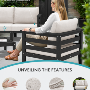 6-Piece All-Weather HDPE Outdoor Patio Sectional Sofa Set