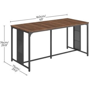 63-Inch Modern Rectangular Dining Table with Walnut Finish and Metal Legs for 6–8 People