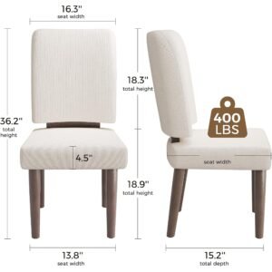 Set of 4 Mid-Century Modern Upholstered Dining Chairs with Curved Backrests and Solid Wood Legs