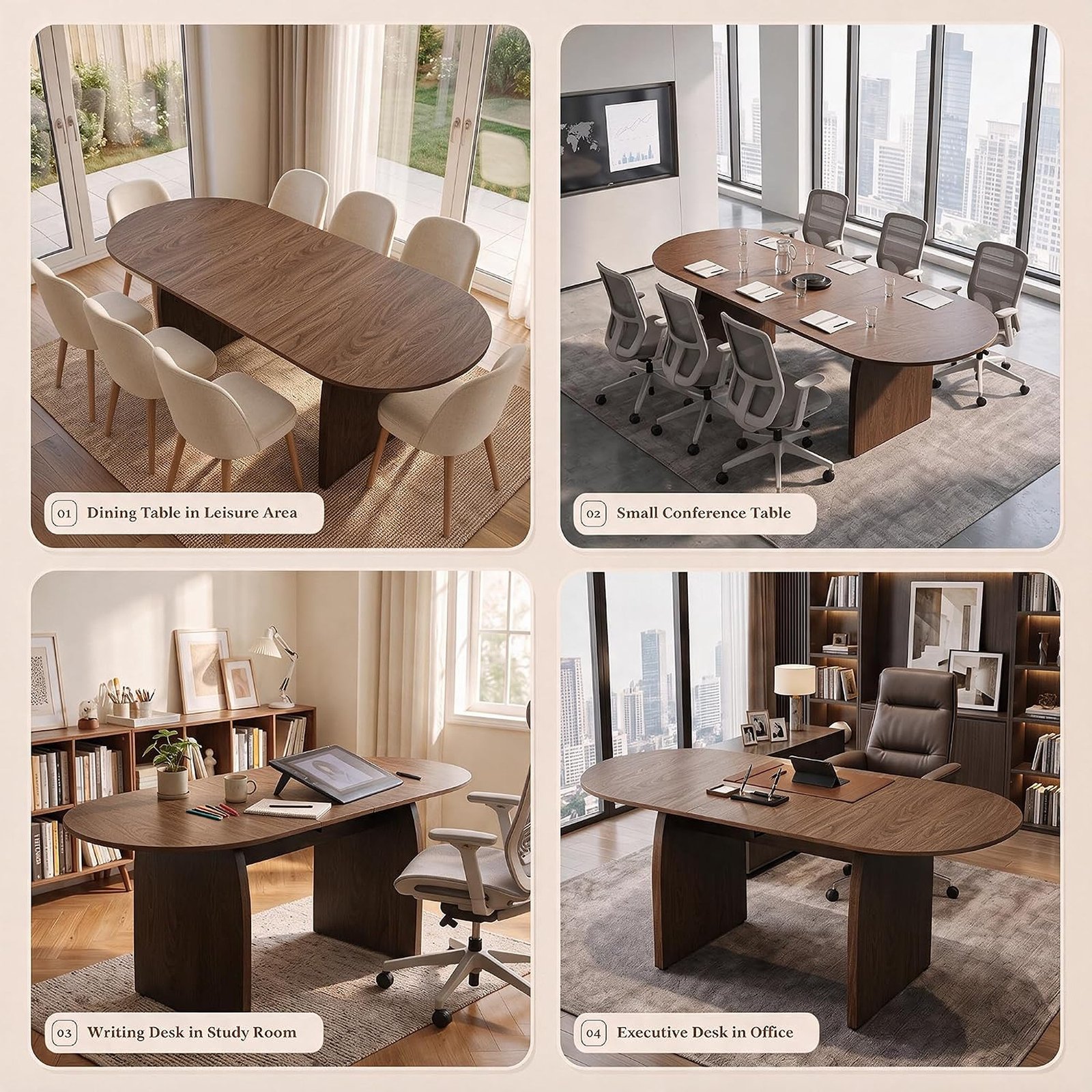 55–70.8 Inch Extendable Oval Dining Table with Built-In Flip Leaf for 4–8 People - Image 3