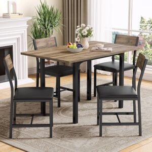 5-Piece Space-Saving Folding Dining Table Set with 4 Padded Chairs