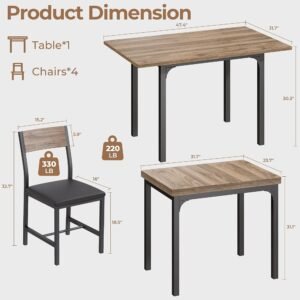 5-Piece Space-Saving Folding Dining Table Set with 4 Padded Chairs