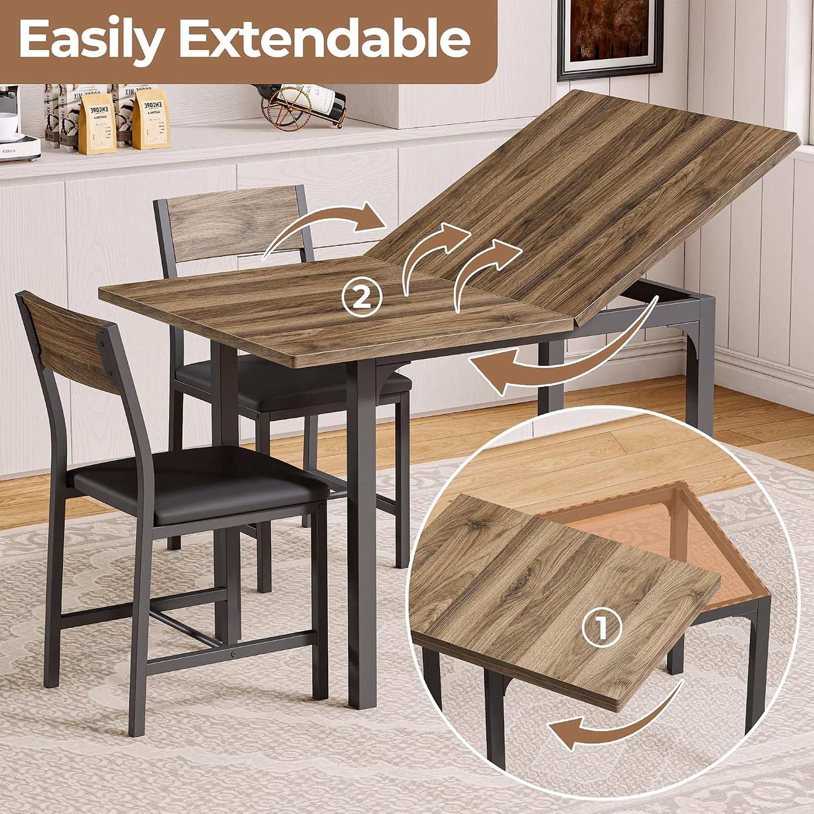 5-Piece Space-Saving Folding Dining Table Set with 4 Padded Chairs - Image 4