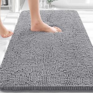 30 x 20 Inch Plush Chenille Bathroom Rug with Absorbent Fibers and Non-Slip Backing