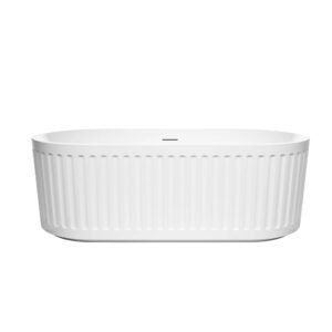 67-Inch Freestanding Acrylic Deep Soaking Bathtub with Brushed Nickel Drain