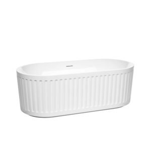 67-Inch Freestanding Acrylic Deep Soaking Bathtub with Brushed Nickel Drain