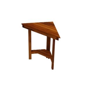 Solid Teak Wood Corner Shower Bench with Storage Shelf and Non-Slip Legs