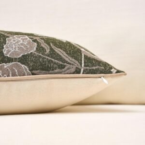18 x 18 Inch Vintage Floral Chenille Throw Pillow Cover with Textured Design