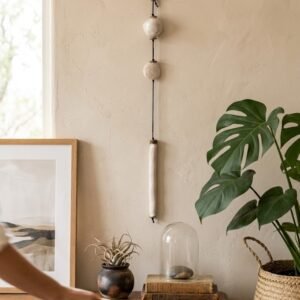 Modern Minimalist Indoor Wind Catcher with Ceramic and Brass Accents
