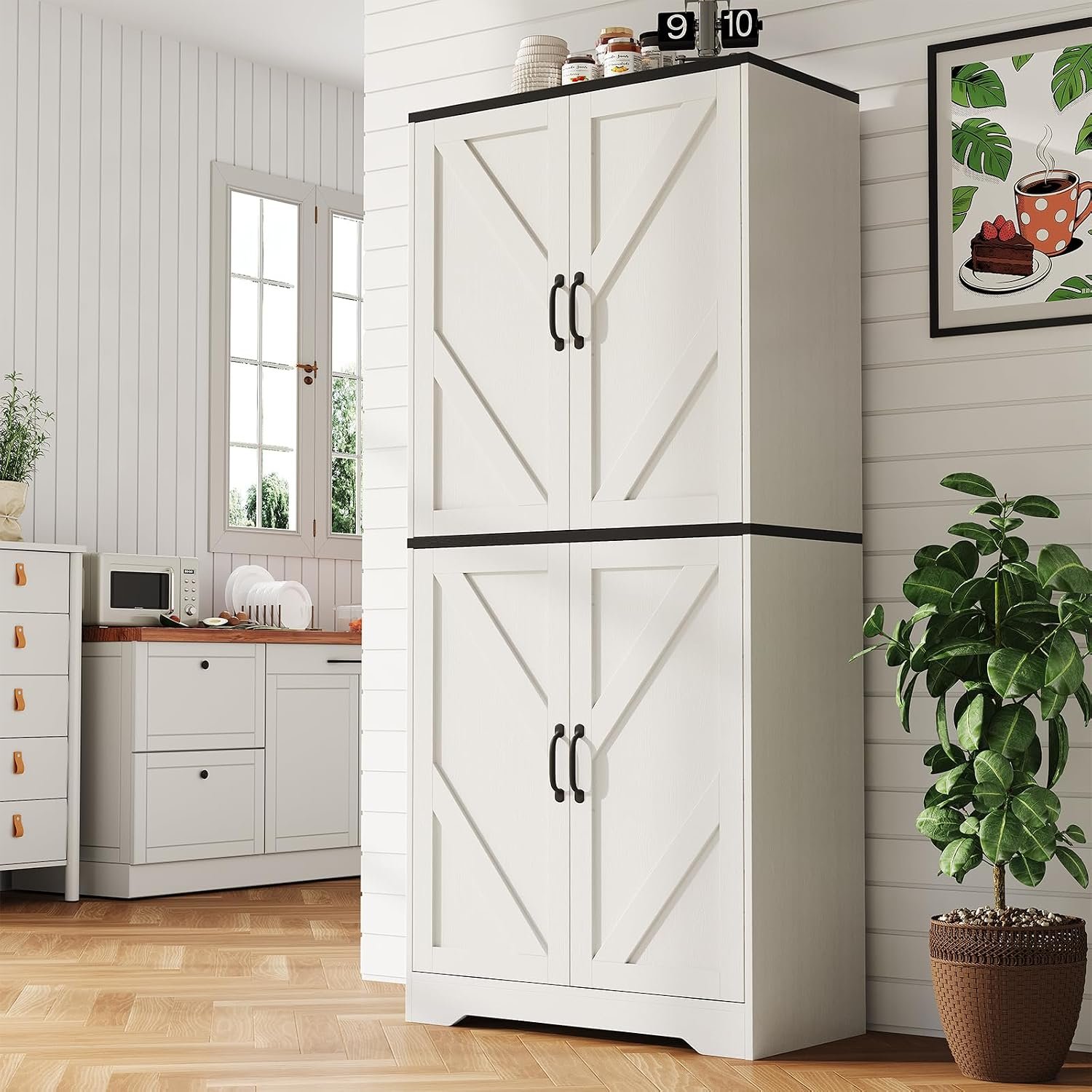70-Inch Tall Kitchen Pantry Storage Cabinet with 3 Adjustable Shelves